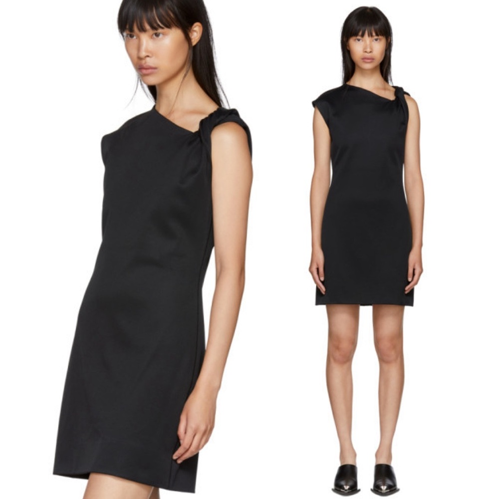 Helmut Lang Black Double Needle Rib Twist Tank Dress